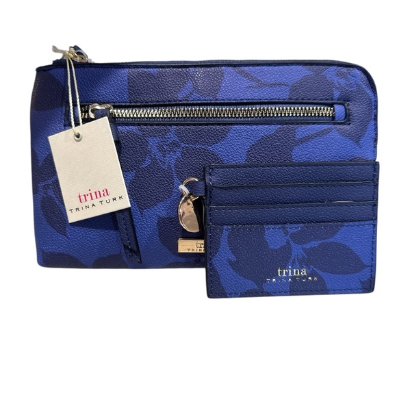 Trina Turk Handbags - Trina Turk Blue Floral Pouch and Card Holder